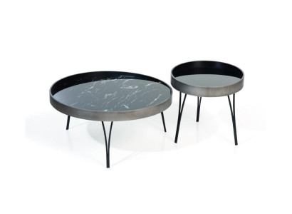 Round Set 2x Coffee tables Coffee table Side table Design Living room